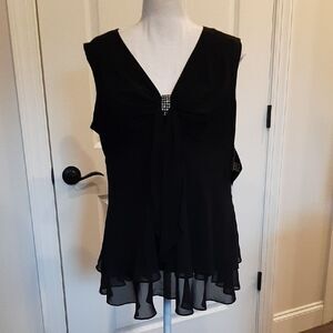 R&M Richards Black Flowy Sleeveless Top